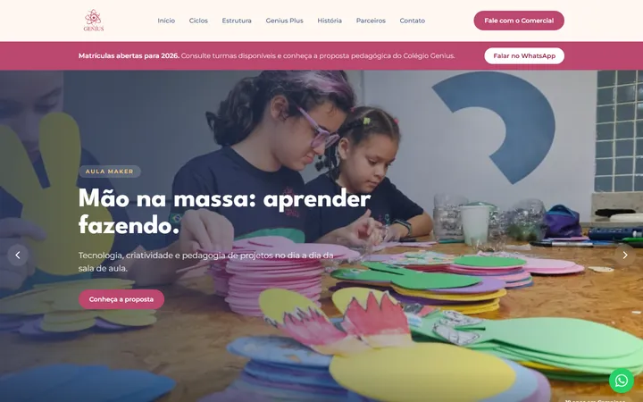 Site de Colégio Genius desenvolvido pela M2Z