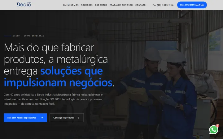 Site de Décio Indústria desenvolvido pela M2Z