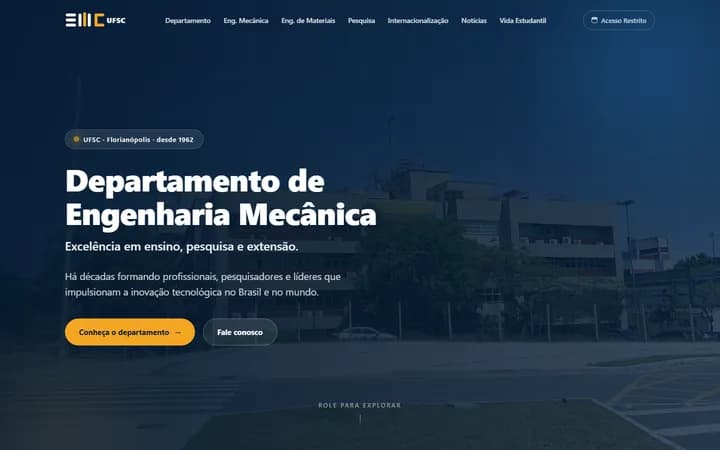 Site de Engenharia UFSC desenvolvido pela M2Z