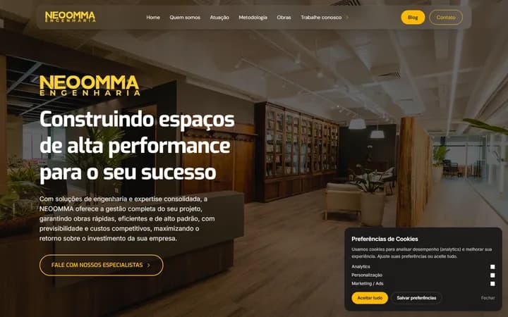 Site de OMMA Engenharia desenvolvido pela M2Z