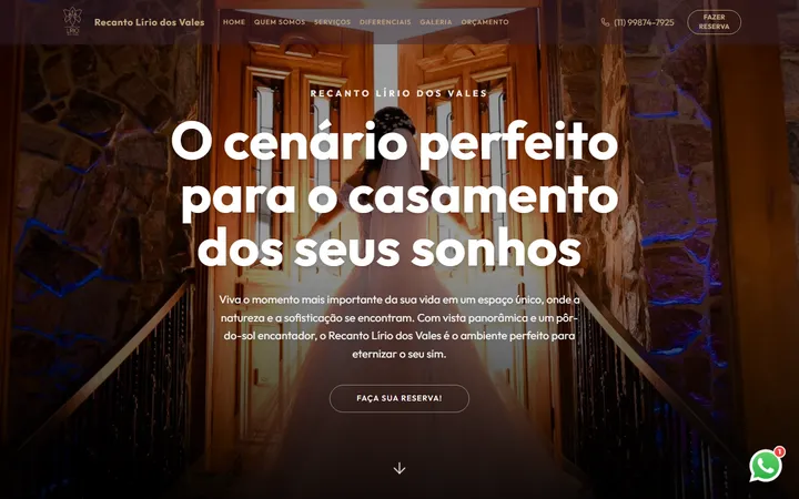 Site de Recanto Lírio dos Vales desenvolvido pela M2Z